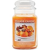 Village Candle Orange Cinnamon Large Glass Apothecary Jar, Scented Candle, 21.25 oz., Orange