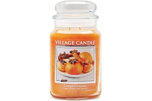Village Candle Orange Cinnamon Large Glass Apothecary Jar Scented Candle, 21.25 oz, 21 Ounce