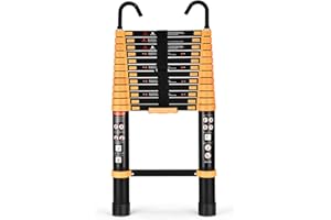ASPERLAD Telescoping Ladder 12.5FT Extension Ladder with Hooks Aluminum Lightweight Collapsible Ladder for Home, RV Heavy Duty 330lbs Max Capacity