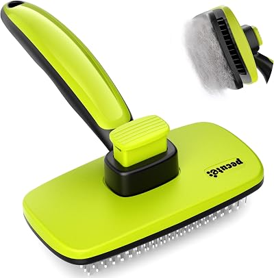 Pecute Cat and Dog Brush Self Cleaning Slicker With Rounded Pins