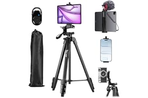 Lusweimi 72-Inch Tripod for ipad Pro iPhone, Camera Tripod for Phone with 2 in 1 Tripod Mount Holder for Cell Phone/Tablet/We