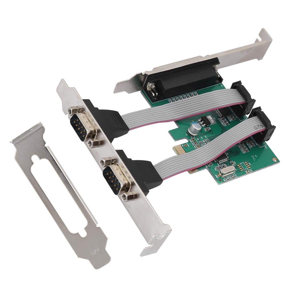 PCI Expansion Card, PCI-E to 2 Serial Card 1 Parallel Port Card Riser Card for DOS, 8/7 / Vista/XP / 2000 / Server 2003-2008 32/64 bit, LPT Port Adapter Card