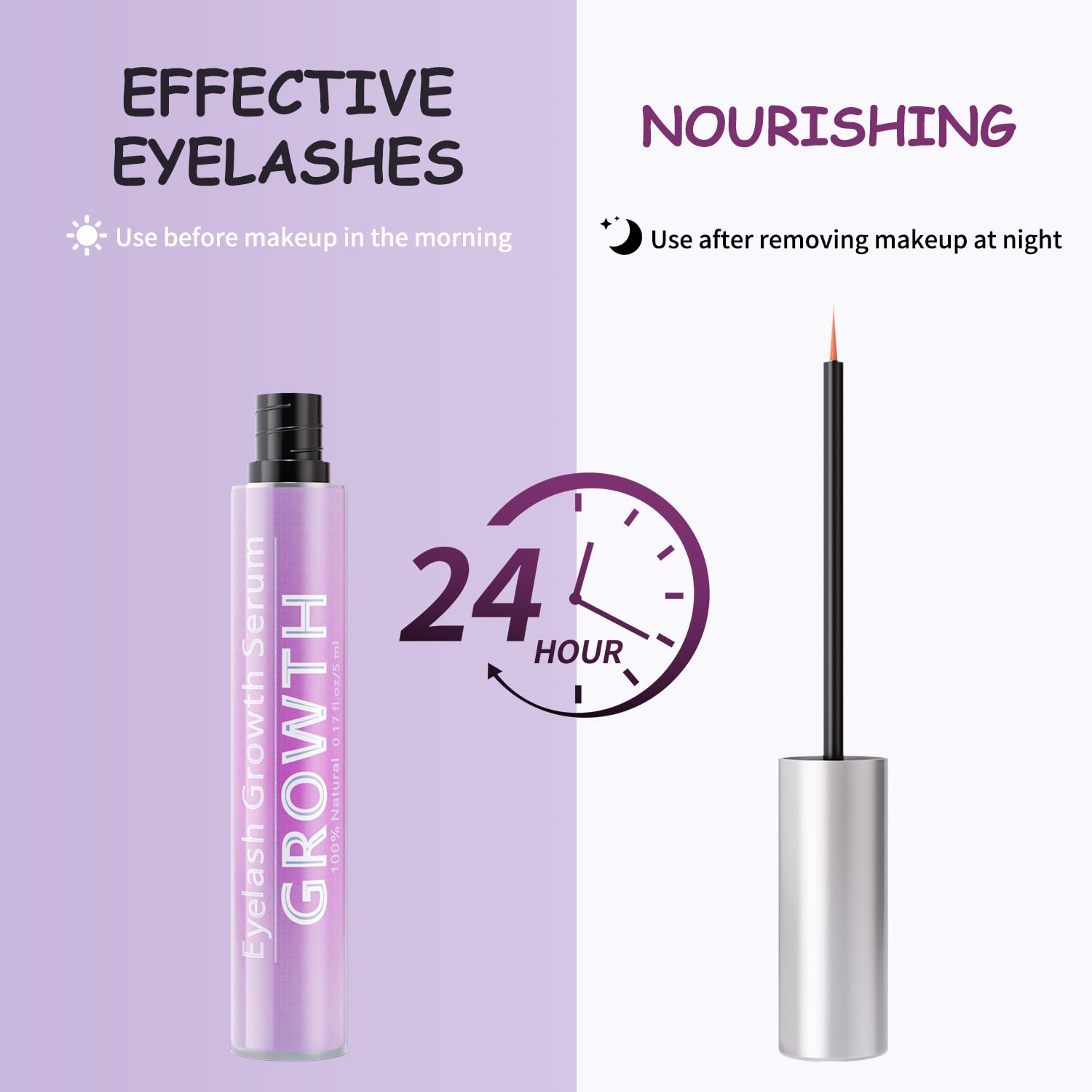 Eyelash Growth Serum with Natural Formula Advanced Lash Enhancing Serum for Longer,Thicker,Fuller Looking Lashes Gentle & Vegan for Eyelash Growth 0.17 Fl Oz (5mL)