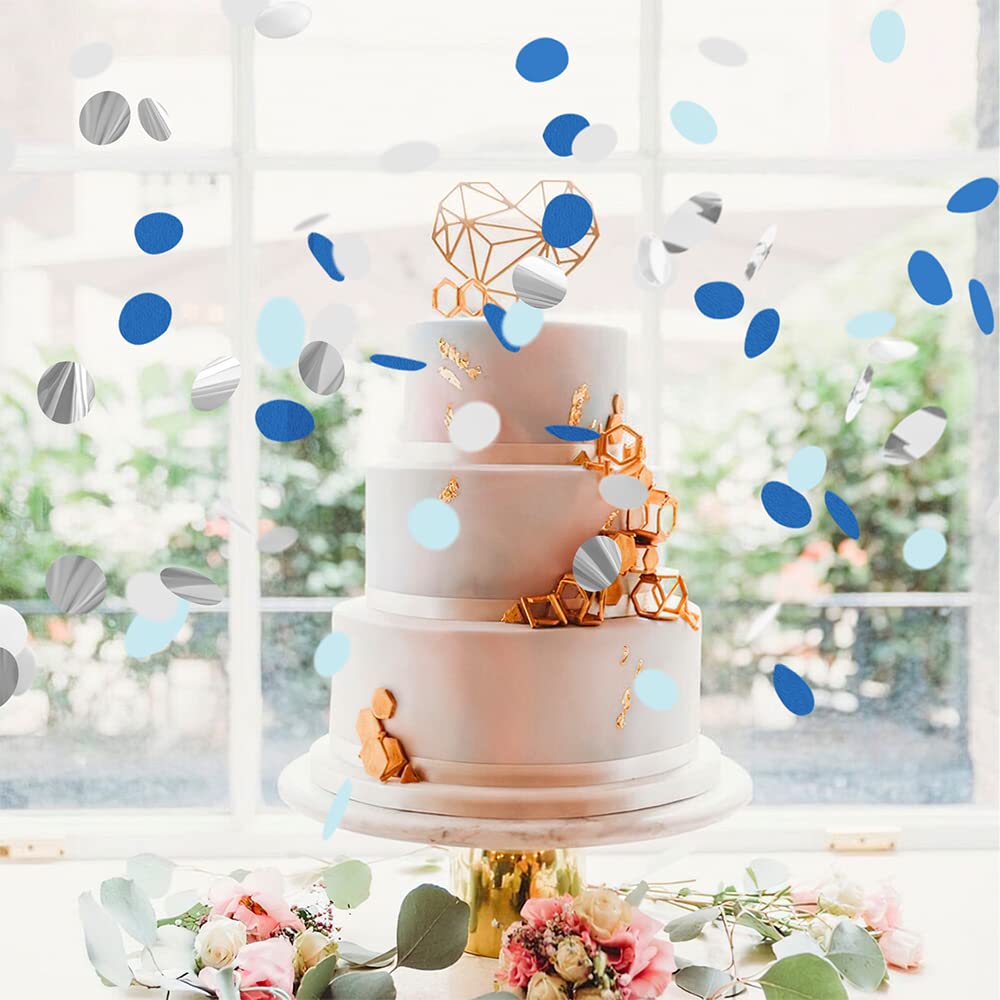 Confetti, Table Confetti, 1.76 Oz Confetti Paper, Diameter 1 inch / 2.5 Cm, Confetti Dots, Table Confetti Circles, Birthday Wedding Confetti, Round Tissue Paper, Blue Silver Confetti