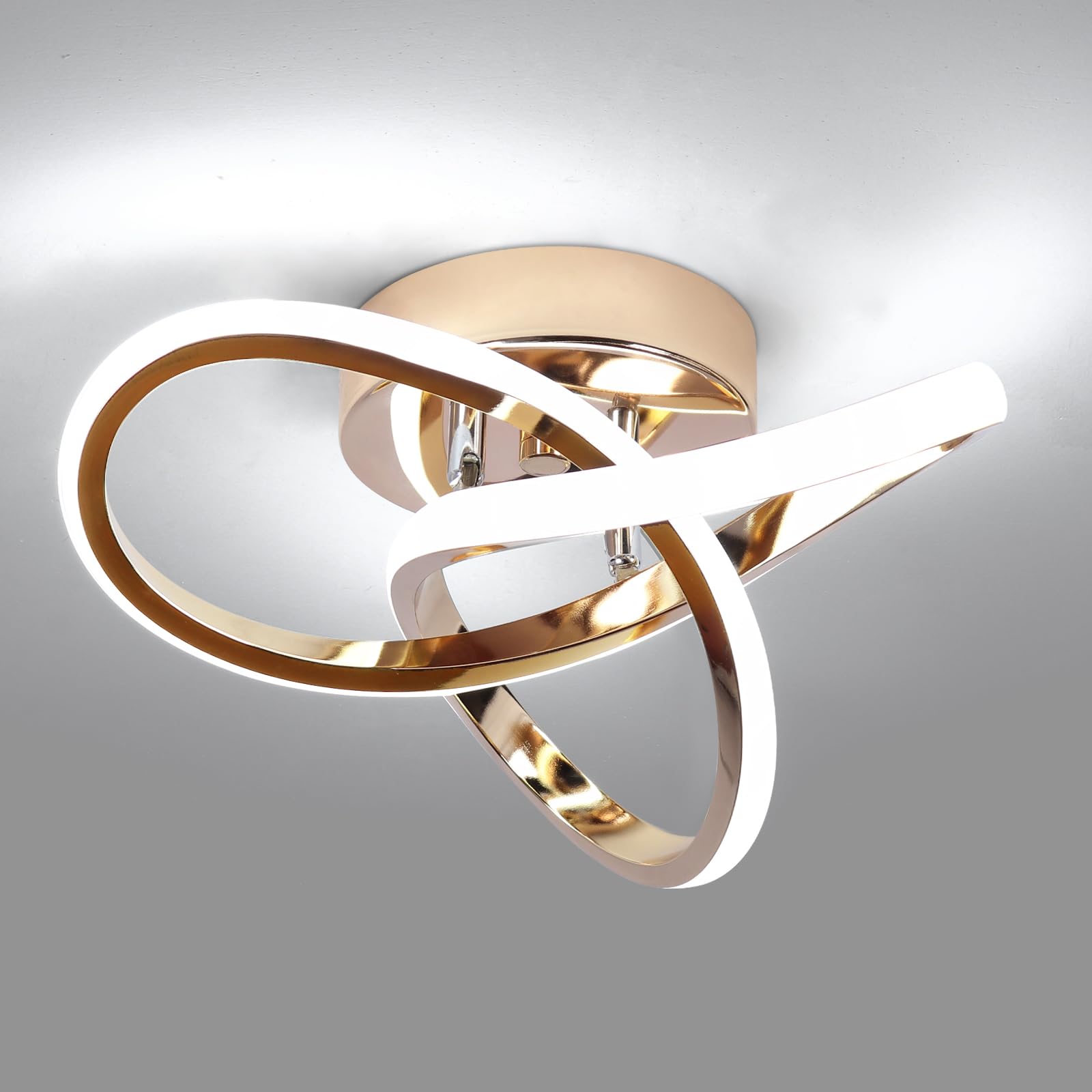 EIDISUNY LED Ceiling Light, 24cm 22W Flower Shape Gold Ceiling Lamp, 6000K Cool White for Living Room, Bedroom, Kitchen, Hallway, Office