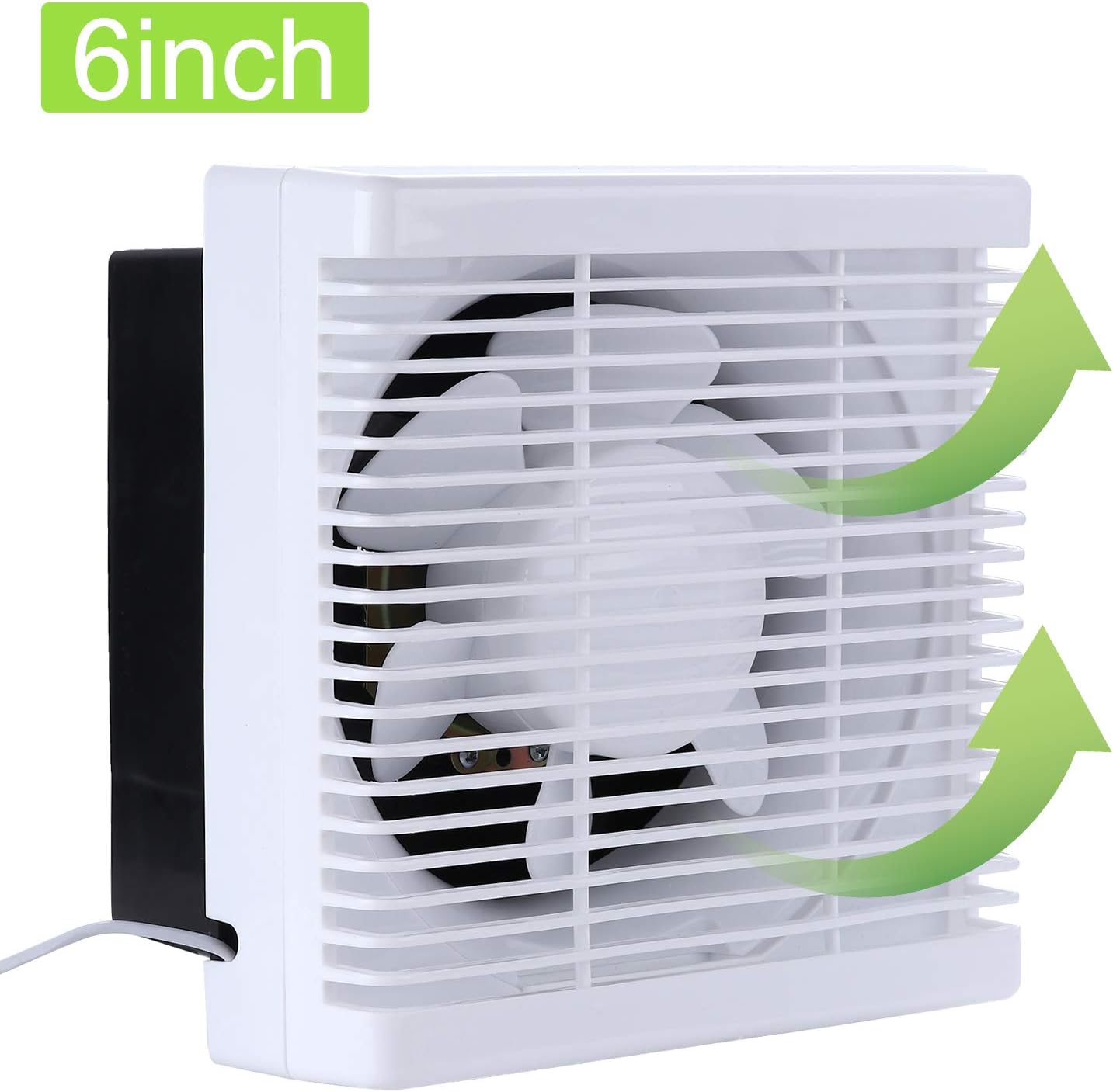 6 Inch Exhaust Shutter Fan 300 CFM for Bathroom Attic Kitchen Window Basement, 2 Direction Reversible Strong Airflow Ventilation Blower, 6" Diameter Propeller