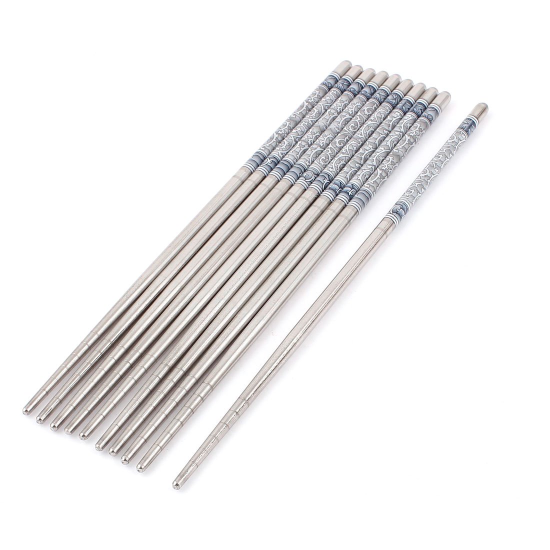 Sourcingmap Reusable Stainless Steel Floral Pattern Tableware Family Dinner Chopsticks 5 Pairs Tableware Restaurant Home