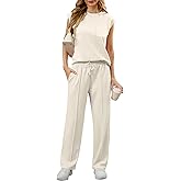GRECERELLE 2 Piece Sets For Women Summer 2026 Outfits Lounge Sets Sleeveless Sweatsuits Wide Leg Tracksuits With Pockets