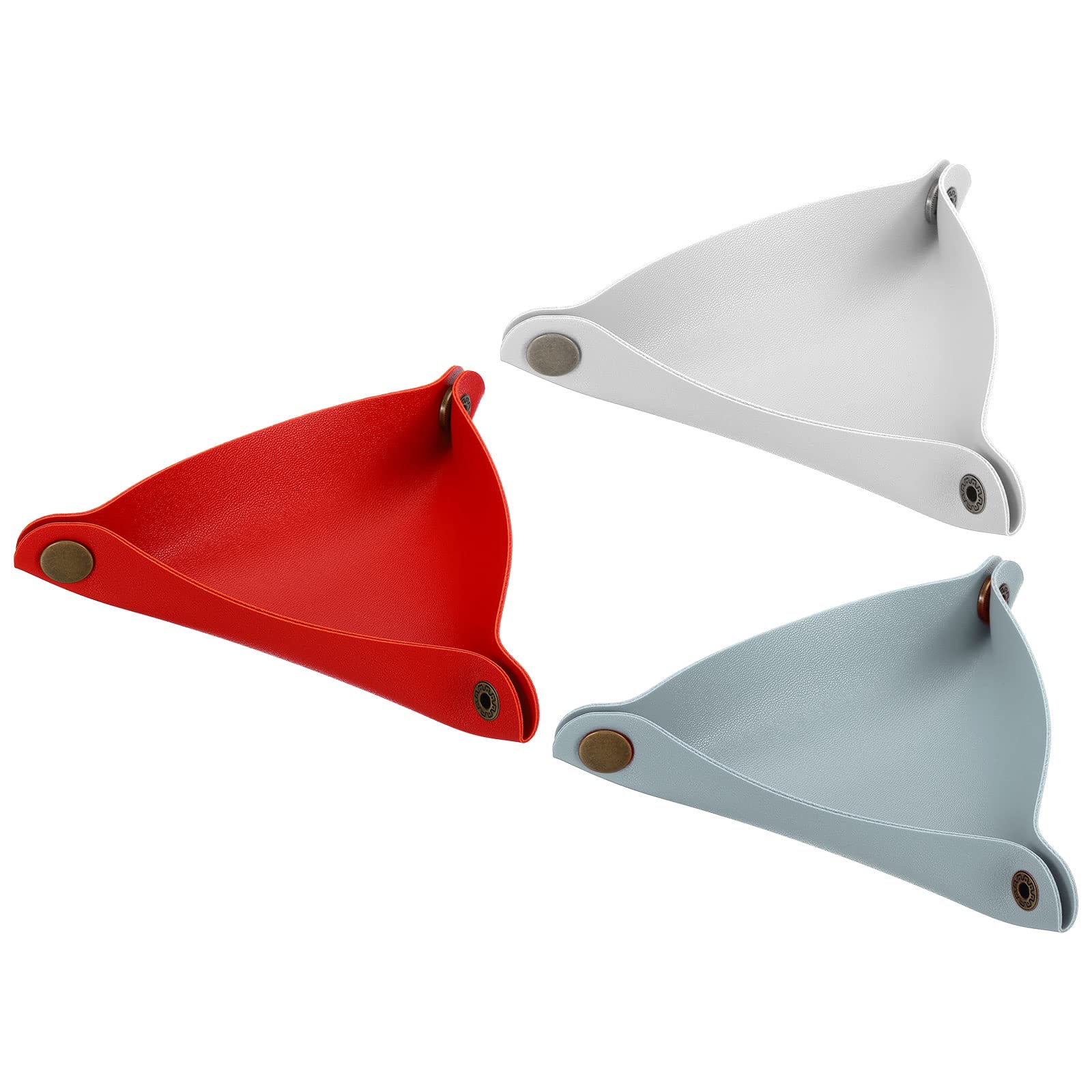 PATIKIL 6" Leather Valet Tray, 3 Pcs Plastic Catchall Holder Foldable Decorative Tray Storage Organizer for Travel Engagement Gifts Watches Jewelry Necklaces Bracelets Storage, 3Color