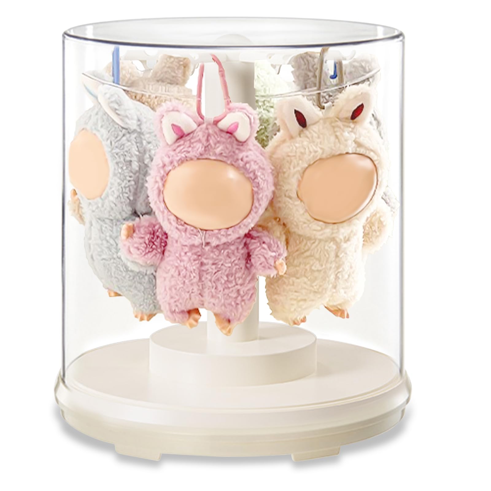 Photo 1 of ***SEE NOTES *******Rotating Clear Display Cases for Plush Doll Display Stand Figure Display Case Display Box for 6.7 inch Doll Keychain Collectibles No Dolls Cream White