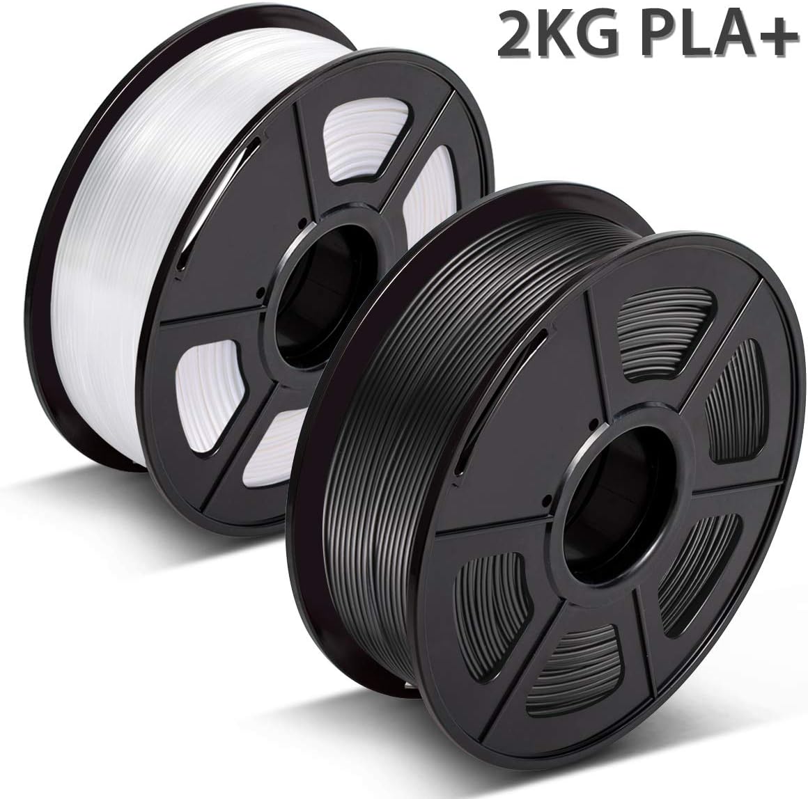 3D Printer Filament PLA Plus,1.75mm PLA Plus Filament for 3D Printers,Dimensional Accuracy +/- 0.02mm,Black & White PLA Plus,2KG(Spool),1.75mm 3D Printing Filament