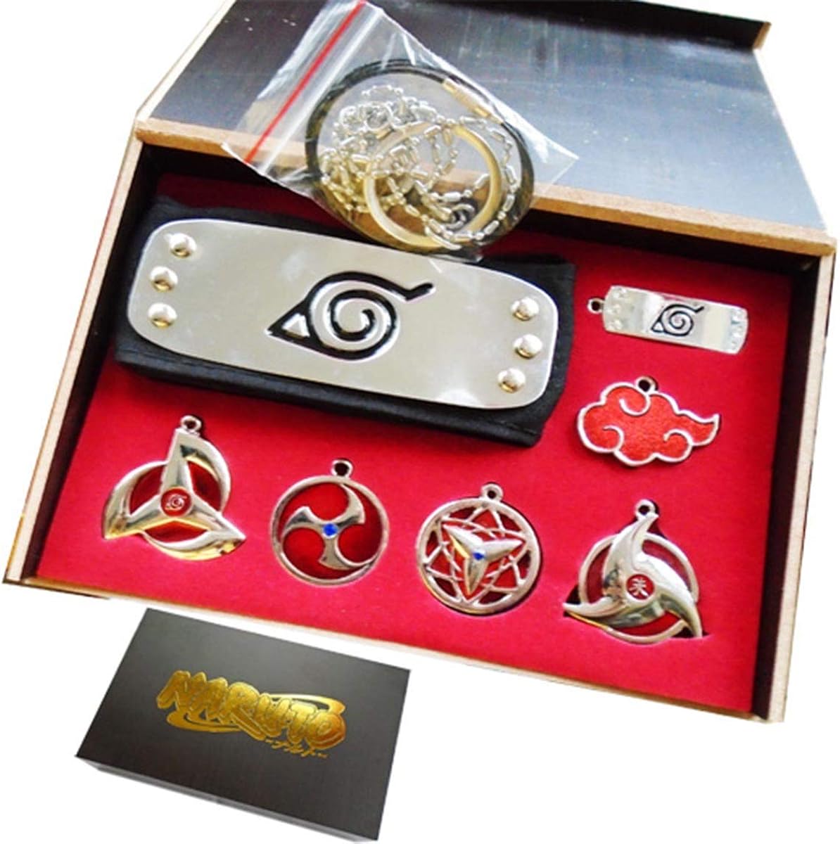 Onlyfo Naruto Sharingan Red Cloud Pendant Necklace Headguard Jewelry