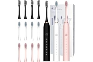 MSETGRD 3 Pack Electric Toothbrush for Adults,6 Mode Rechargeable Electric Toothbrushes with 12 Replacement Brush Head, Fast Charge 2 Min and 30s Timer for Travel Business