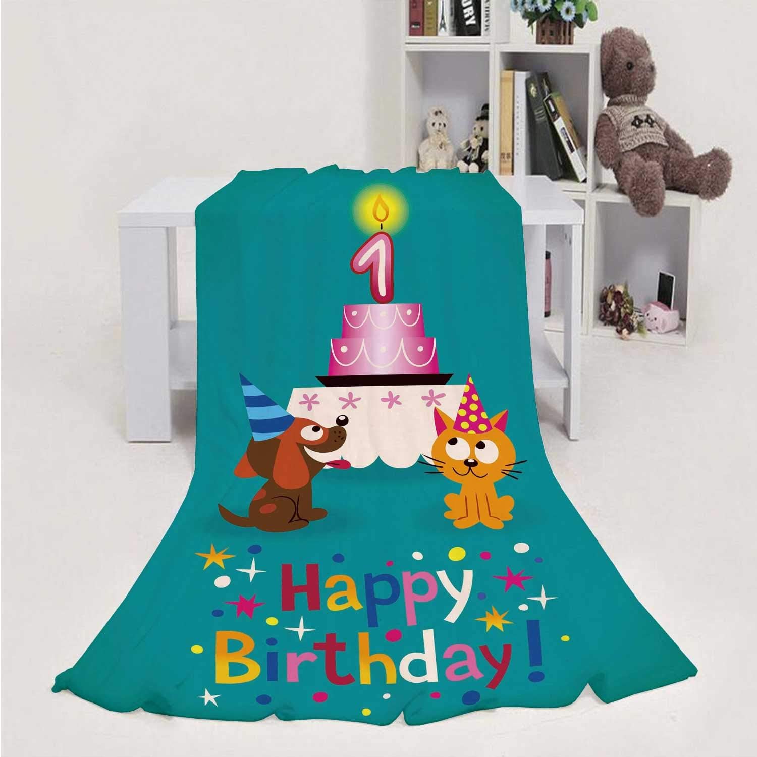 Happy First Birthday,Blanket Throw Weight Super Soft