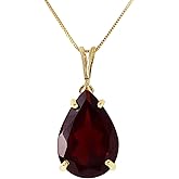 Galaxy Gold GG Genuine 14k Solid Yellow Gold Pendant Necklace with Stunning 5 Carat (CTW) Natural Garnet Gemstone Pendant