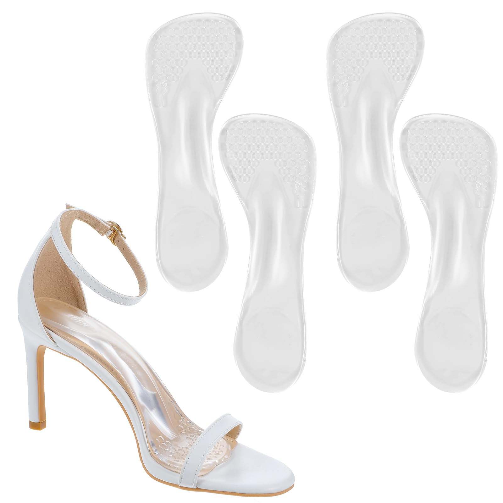 Photo 1 of 2 Pairs Weight Shifting Insoles for High Heels Women's 6-7.5 Transparent Inserts for High Heels Adhesive Comfort Shoe Pads for Women Foot Pain Relief Sandal Flats Boots Pumps Plantar Fasciitis