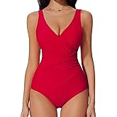 SUUKSESS Women Retro One Piece Swimsuit Sexy Tummy Control Bathing Suit