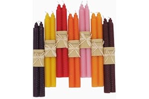 XIANGZHU Set of 14 Beeswax Taper Candles, 9 Inch Premium Quality Smokeless Candles, Beeswax Candle for Home Decor Ideas Uncented Long Candles for Household, Wedding, Party, and Home Décor (7 Colors)