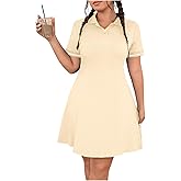 RoseSeek Women's Plus Size Football Jersey Dress Collared Golf Tennis Dress Button Front A Line Streetwear Dresses