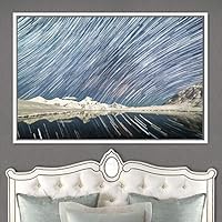 Framed Canvas Wall Art Starry Sky Aerial Astronomy & Space Dramatic Global Green Photography Realism Stars - 16x24 inches