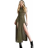 CAPE CLIQUE Rave Outfits for Women Festival Sexy Halloween Costume High Slit Sheer Gothic Dress with Hood Swimsuit Cover Ups