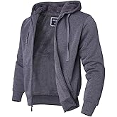 Lee Hanton Men Fleece Jacket Lightweight Full Zip Jackets Zip Up Hoodie Sherpa Lined Sweatshirt Coat with Pockets