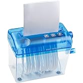 JIKIOU Mini Hand Shredder Portable Paper Shredder for Office Home Blue | Affordable, Non-slip, Information High Security, Desktop Size, 1L Clear Plastic Window, No Power and Easy to Use for Gift