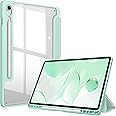 Fintie Hybrid Slim Case for Samsung Galaxy Tab S10 FE/ S9 FE 5G 10.9 Inch/Tab S9 11 Inch with S Pen Holder, Shockproof Cover with Clear Transparent Back Shell, Auto Wake/Sleep, Green