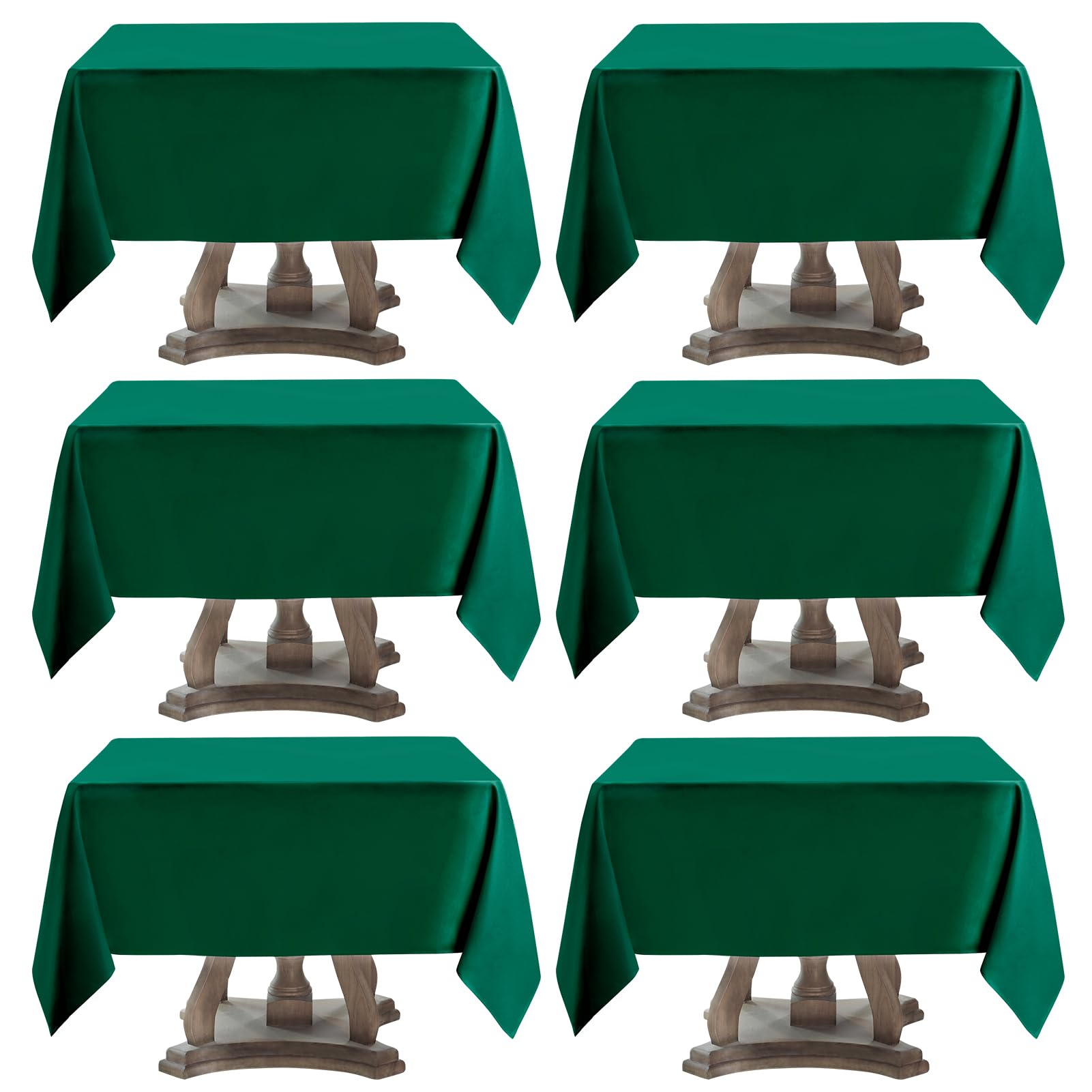 Aocoz Square Tablecloth 52 x 52 Inch Dark Green Tablecloths Stain-Wrinkle Resistant Washable Polyester Table Cloths for Holiday, Buffet Parties,and Wedding 6pack Image