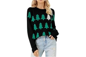 GENERIC Christmas Casual Tops for Women Lantern Long Sleeve Pullover Cute Fuzzy Santa Claus Pattern Crew Neck Loose Sweaters