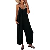 Aedvoouer Womens Jumpsuits Overalls Summer Casual Sleeveless Loose Wide Leg Adjustable Straps Rompers with Pockets