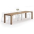 Mobili Fiver, First, Extendable Console Table 17.7(120) x35.4 in, Rustic Oak, for 4-14 People, Space-Saving Dining Table, Italian Furniture