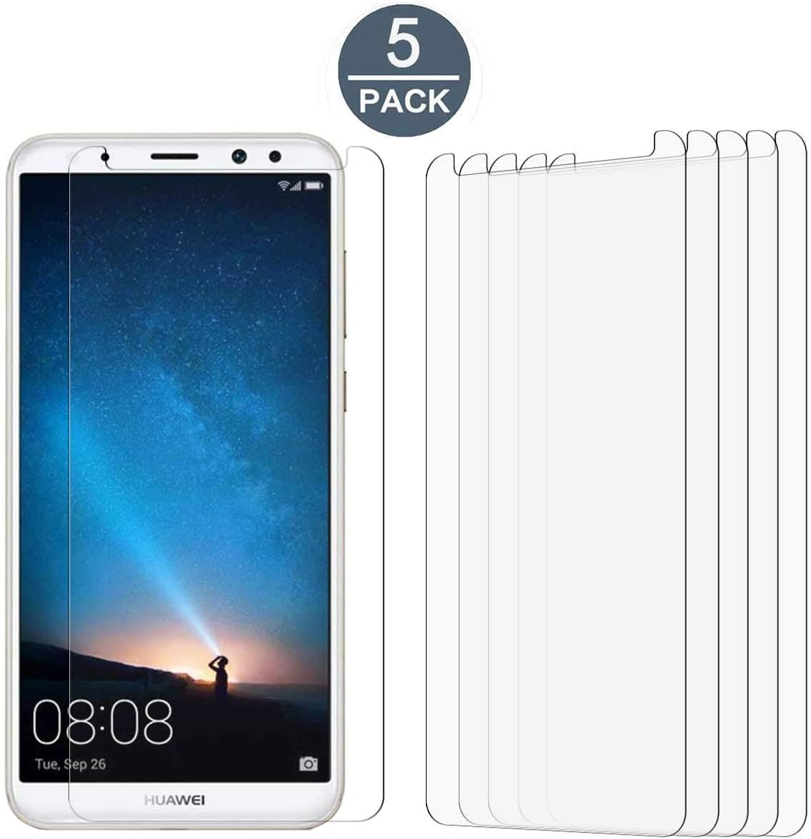 Tonvizern Compatible for Huawei (Mate 10 lite) Screen Protector Film, [5 Pack] High Defintion Ultra Clear Screen…