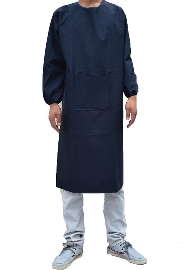 Adults Long Sleeve Cooking Kitchen Apron Waterproof Butcher Artist