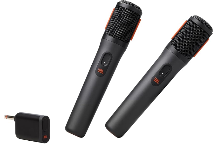 JBL PartyBox Wireless Mic - 2X Digital Wireless Microphones, Rechargeable Battery (20hrs - 700mAh), Clear Voice, Crisp Sound, Stable 2.4GHz Connection, Compatible with All PartyBox Speakers (Black)