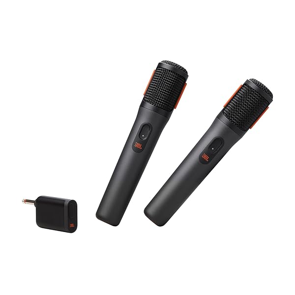 JBL PARTYBOX WIRELESS MIC – 2X DIGITAL WIRELESS MICROPHONES, RECHARGEABLE BATTERY (20HRS – 700MAH), CLEAR VOICE, CRISP SOUND, STABLE 2.4GHZ CONNECTION, COMPATIBLE WITH ALL PARTYBOX SPEAKERS (BLACK)