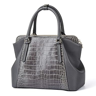 Qiwang Women Genuine Leather Designer Handbags Luxury Crocodile Top-handle Bags Evening Satchels Shoulder Bags