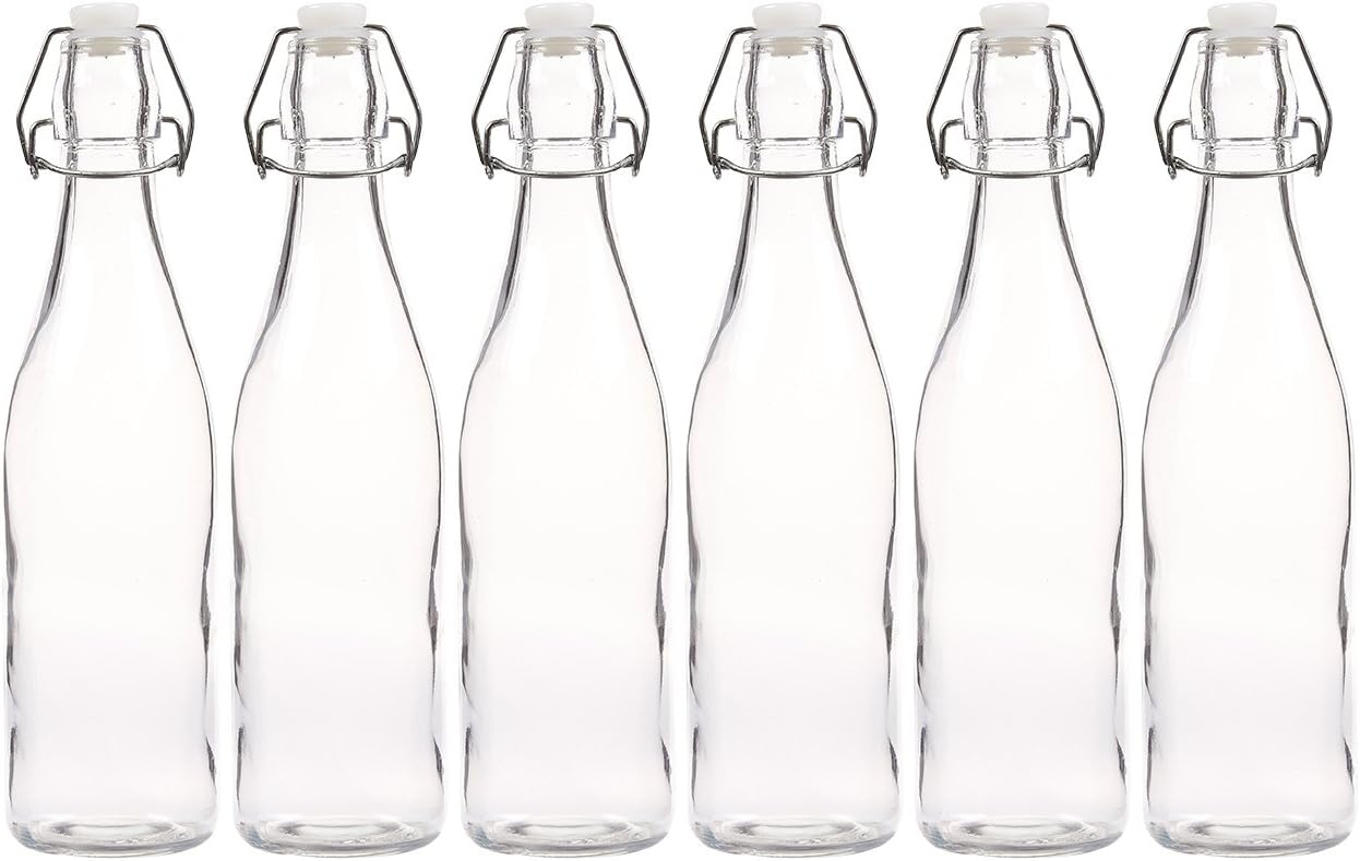 6Pack SwingTop Bottles Resealable, Flip Top Glass Bottles Set for