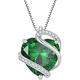 FYNSBLE Heart Necklace for Women 925 Sterling Silver Infinity Love Heart Birthstone Necklace Pendant Hypoallergenic Jewelry for Women