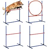 VEVOR Dog Agility Training Equipment, 4 PCS Set - Adjustable High Hurdles and Jump Ring, Puppy Obstacle Course Jump Starter K