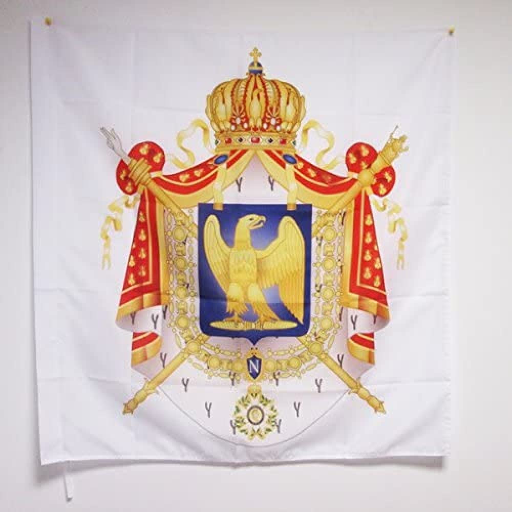 AZ FLAG Imperial Napoleon III Coat of arms Second French Empire Flag 3' x 3' for a pole - France - Imperial Bonapartist flags 90 x 90 cm