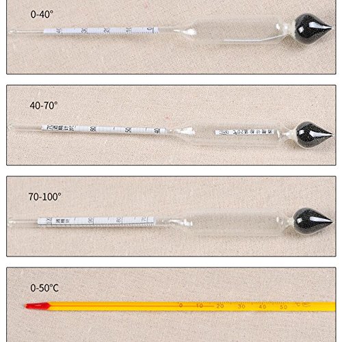 Xigeapg Alcohol Meter Alcoholmeter Alcohol Detector Alcohol Measuring Tool Alcohol Tester Wine Hydrometer bar Set with Thermometer