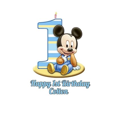 Amazon Com Mickey Mouse Round 1st Birthday Edible Image Photo Cake