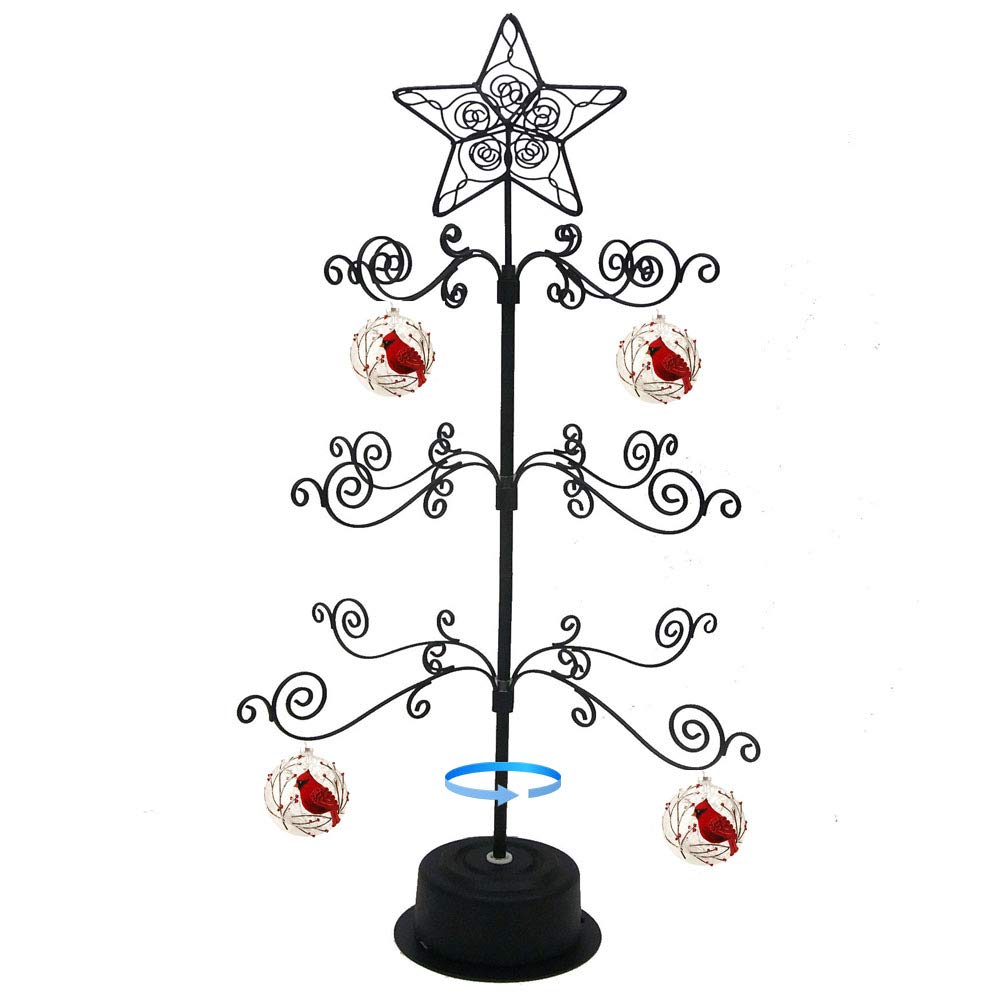 Photo 1 of HOHIYA Metal Ornament Display Tree Stand Rotating Hanger 24 Inch Wire Hook Hanging for Halloween Christmas Balls Bauble Decorations Gift Craft Tabletop Taiwan Made Black