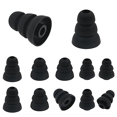ALXCD Triple Flange Ear Tip, 6 Pairs S/M/L Size Triple Three Flange Noise Isolate Silicone Cushion Ear Bud Tips with 4mm Connector Hole, Fit for Most In Ear Earphone (Black)[S/M/L]