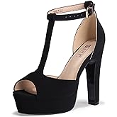 IDIFU Women's IN5 Polly Platform Chunky High Heels T-Strap Sexy Sandals Peep Toe Wedding Party Prom Dress Shoes for Women Bride