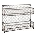 MyGift® Farmhouse Style Metal Wire Spice Rack - Wall Mount or Kitchen Countertop 2-Tier Seasoning Jar Storage Organizer, Brown