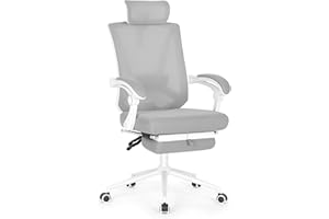 Misolant Ergonomic Office Chair with Footrest, Ergonomic Desk Chair with Adjustable 2D Lumbar Support, High Back Office Chair with Adjustable Headrest, Comfortable Executive Office Chair -Gray