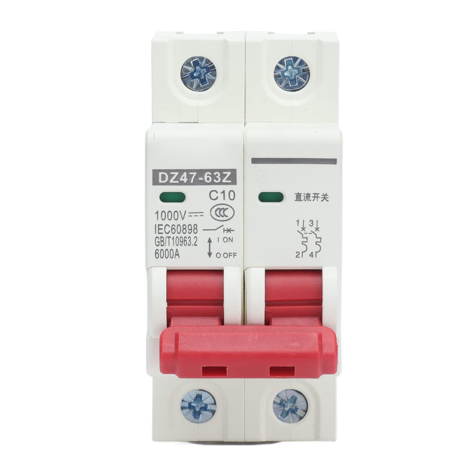 2P DC 1000V 40A DIN Rail Mount Circuit Breaker for Solar PV Systems, DZ47-63Z C40 DC Isolator Switch with Overload & Short-Circuit Protection