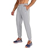 MIER Men's Athletic Running Pants Lightweight Workout Gym Joggers Dry Fit Track Active Sweatpants with Zipper Pockets